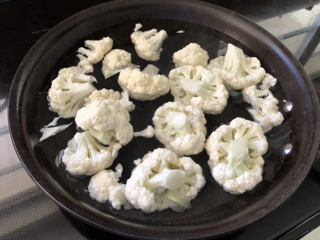 Cauliflower Riced - getting ready to steam