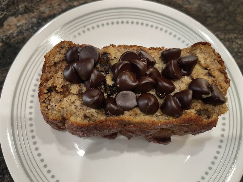 Banana Bread with Almond Flour and Chocolate Chips on Top