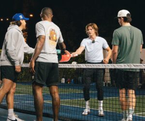 Group of friends enjoying a Pickleball game on a Scottsdale night.